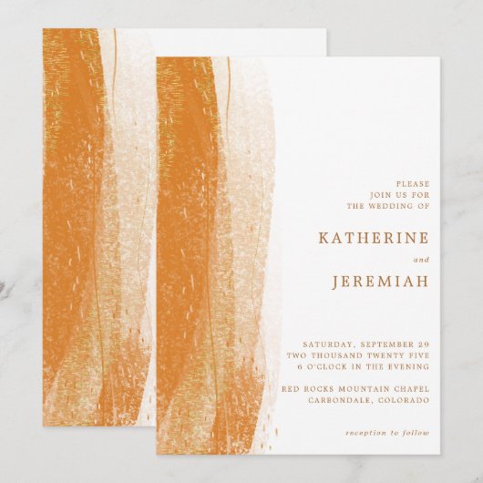 Modern Terracotta Rust Gold Foil Boho Wedding Kaart (Voorkant / Achterkant)