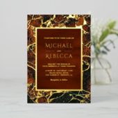 Modern Terracotta Rust Marble Photo Wedding Gold Folie Uitnodiging (Staand Voorkant)