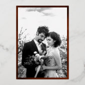 Modern Terracotta Rust Marble Photo Wedding Gold Folie Uitnodiging (Achterkant)