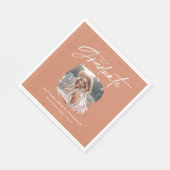 Modern terracotta script foto elegant afstuderen servet (Hoek)