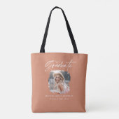 Modern terracotta script foto elegant afstuderen tote bag (Achterkant)