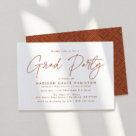 Modern Terracotta Script Graduation Party Kaart