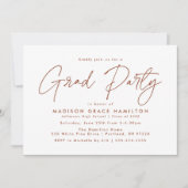 Modern Terracotta Script Graduation Party Kaart (Voorkant)
