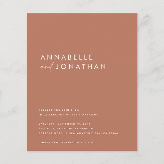 Modern terracotta script hedendaagse bruiloft invi (Voorkant)