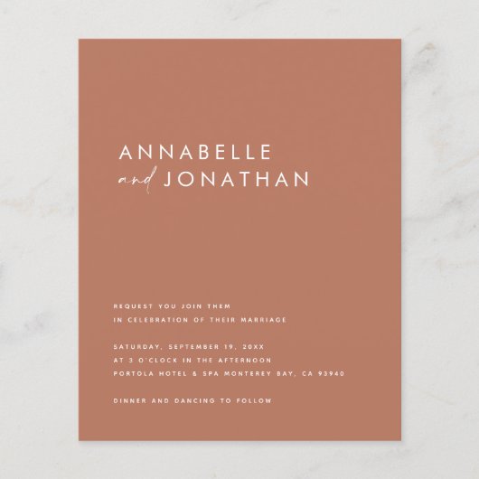 Modern terracotta script hedendaagse bruiloft invi flyer (Voorkant)