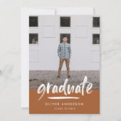 Modern terracotta script multi-foto afstuderen kaart (Voorkant)