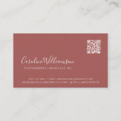 Modern Terracotta Script Photo QR Code Trendy Visitekaartje (Voorkant)