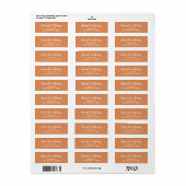 Modern Terracotta Script Retouradres Etiket (Full Sheet)