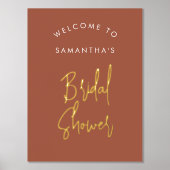 Modern Terracotta Script Welcome Vrijgezellenfeest Folie Afdrukken (Voorkant)