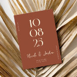 Modern Terracotta Simple Chic Wedding Save The Date<br><div class="desc">Moderne bruiloft bespaart de datum met elegant design en minimalistische stijl.</div>