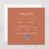 Modern Terracotta Square Wedding QR Code RSVP (Voorkant / Achterkant)