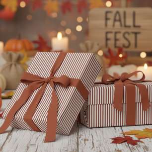 Modern Terracotta Stripes patroon Cadeaupapier