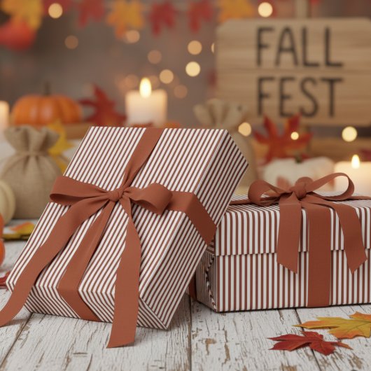 Modern Terracotta Stripes patroon Cadeaupapier