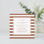 Modern Terracotta Stripes Pattern Baby shower Kaart (Staand voorkant)