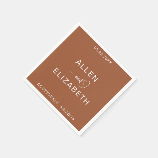 Modern Terracotta Stylish Personalized Wedding Servet (Hoek)