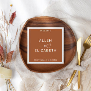 Modern Terracotta Stylish Personalized Wedding Servet