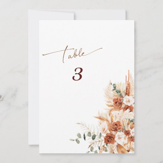 Modern Terracotta Trouwtafel Nummer Kaart (Achterkant)
