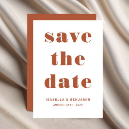 Modern Terracotta Typography Wedding Save The Date