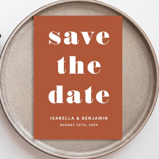 Modern Terracotta Typography Wedding Save The Date