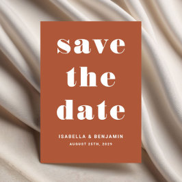 Modern Terracotta Typography Wedding Save The Date