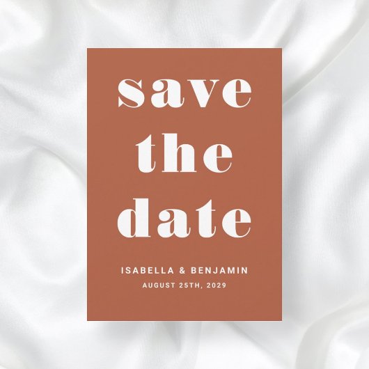 Modern Terracotta Typography Wedding Save The Date