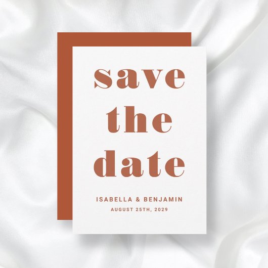 Modern Terracotta Typography Wedding Save The Date