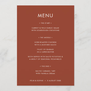 Modern Terracotta   Verbrandd Oranje oproerweddens Menu