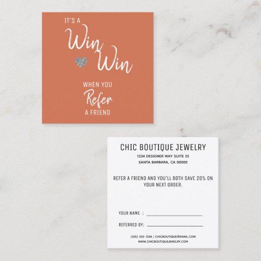 Modern Terracotta Verwijs een Kaart van de Verwijz (Voorkant / Achterkant)