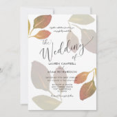 Modern Terracotta Waterverf Foliage Wedding Kaart (Voorkant)