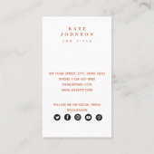 Modern Terracotta Waterverf QR Code Social Media Visitekaartje (Achterkant)