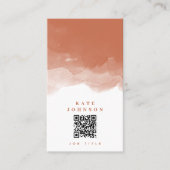 Modern Terracotta Waterverf QR Code Social Media Visitekaartje (Voorkant)