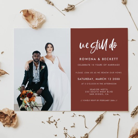 Modern terracotta We maken nog steeds foto van Vow Kaart