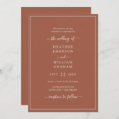 Modern Terracotta Wedding Kaart (Voorkant / Achterkant)
