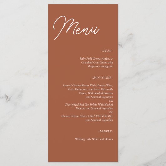 Modern Terracotta Wedding Menu (Voorkant)
