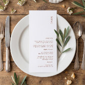 Modern Terracotta Wedding Menu