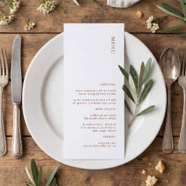 Modern Terracotta Wedding Menu