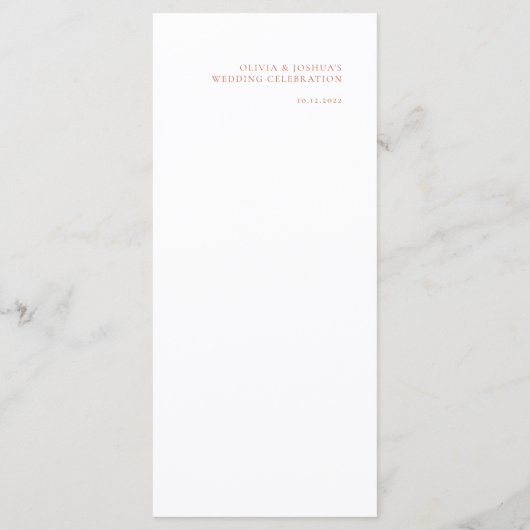 Modern Terracotta Wedding Menu (Achterkant)