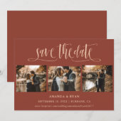 Modern Terracotta Wedding Photo Save the Date (Voorkant / Achterkant)