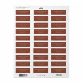 Modern Terracotta Wedding Return Address Etiket (Full Sheet)