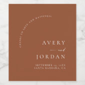 Modern Terracotta Wedding Wine Label Wijn Etiket (Enkel label)