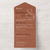 Modern Terracotta Whimsical Ampersand Wedding All In One Uitnodiging (Binnen)