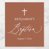 Modern Terracotta White Cross Doop Wijnlabel Wijn Etiket (Enkel label)