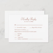 Modern Terracotta & Wit Minimalistisch Huwelijk RSVP Kaartje (Voorkant / Achterkant)