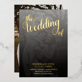 Modern terrarium vervaagde foto bruiloft goud folie uitnodiging