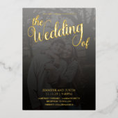 Modern terrarium vervaagde fotobruiloft goud folie uitnodiging (Voorkant)