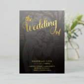 Modern terrarium vervaagde fotobruiloft goud folie uitnodiging (Staand Voorkant)