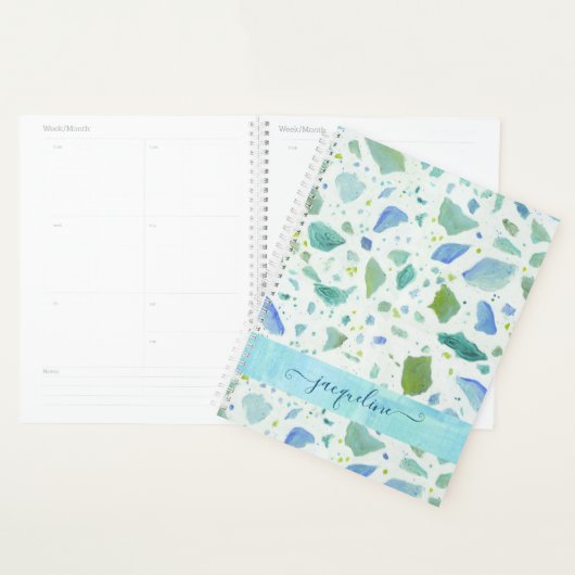 Modern Terrazzo Beach Blue Aqua Green Patroon Planner (Display)