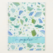 Modern Terrazzo Beach Blue Aqua Green Patroon Planner (Voorkant)