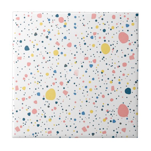 Modern Terrazzo Confetti Stippenpatroon Pastel Tegeltje (Voorkant)