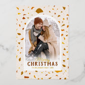 Modern Terrazzo Folie-kerstkaart Folie Feestdagenkaart (Voorkant)